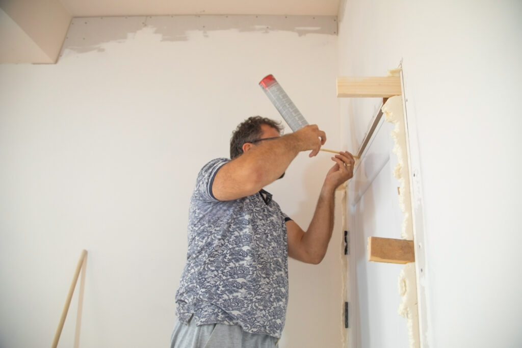 Closet door repair with sealant by Fix Find technician