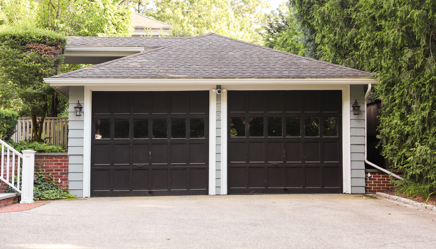 Modern residential garage door on Canadian home