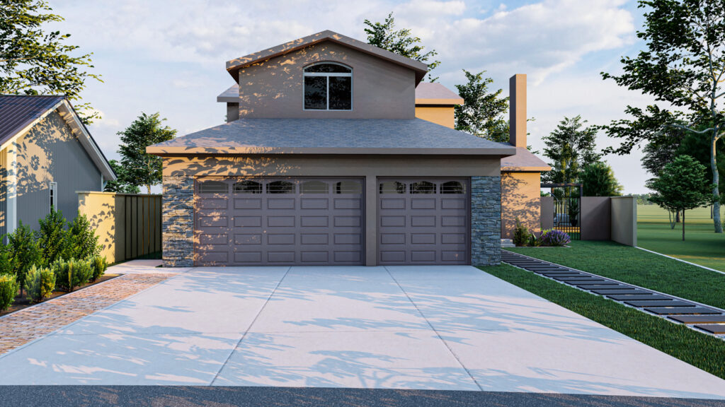 Modern residential garage door on Canadian home