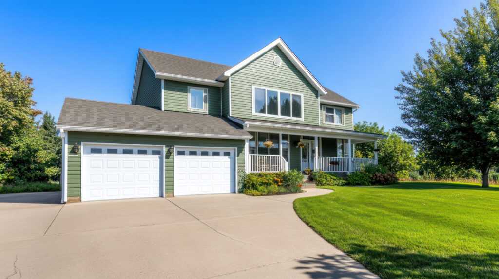 Double garage door installation on suburban Canadian home
