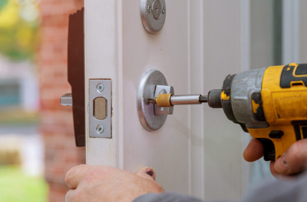 Installing commercial door lock for storefront security