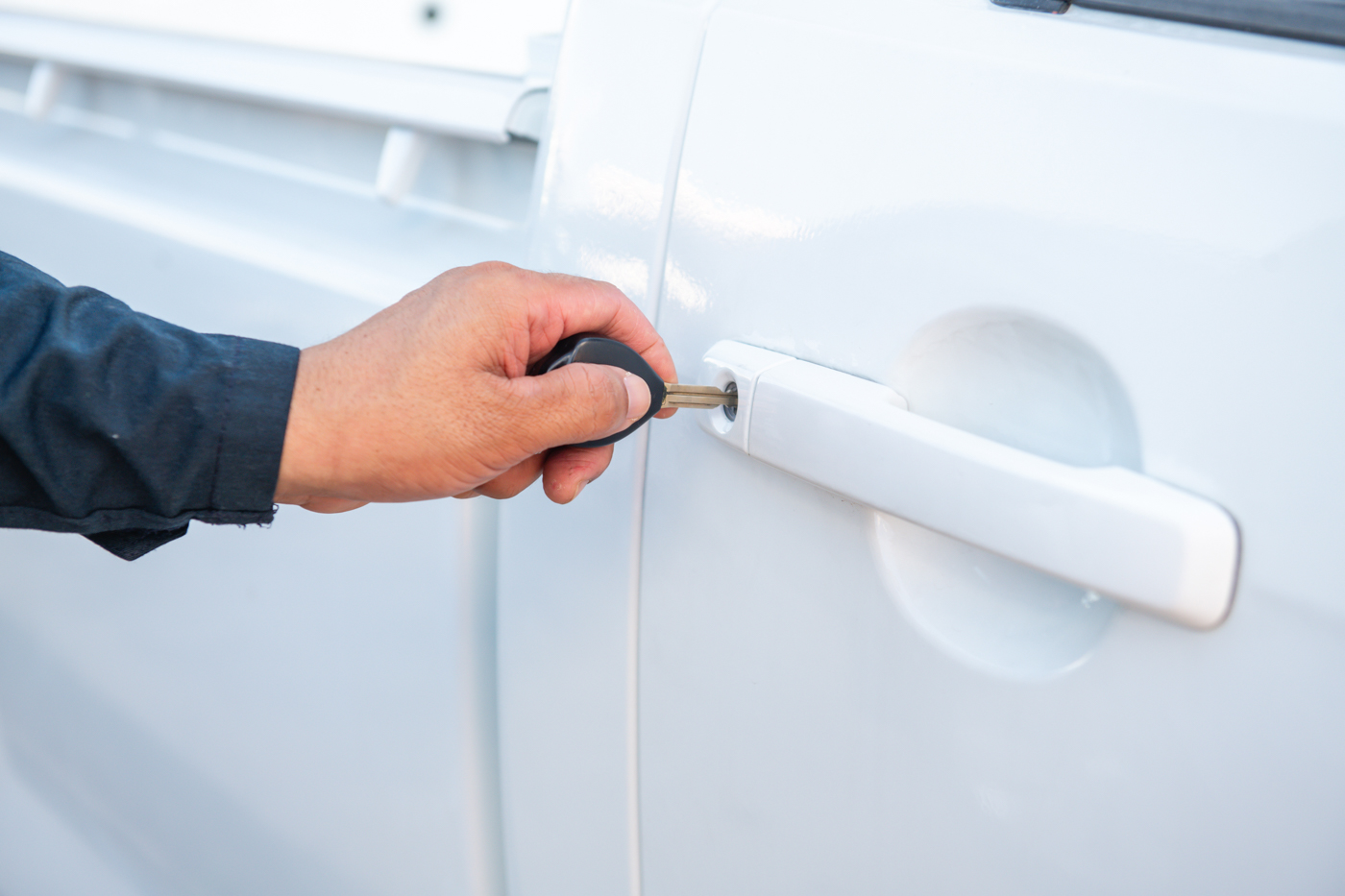 Unlocking chrome deadbolt lock on office door securely