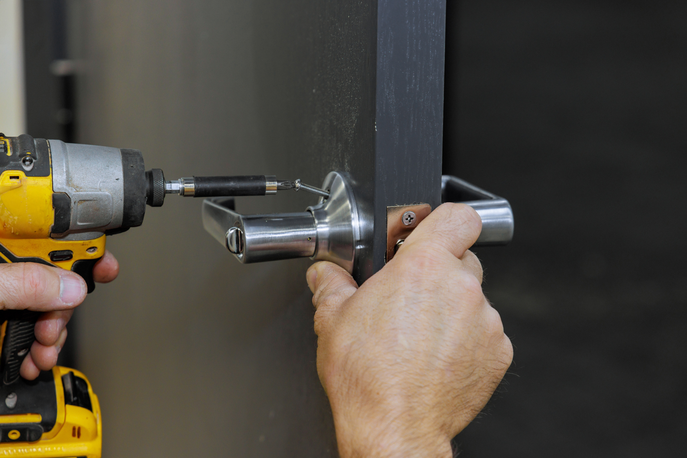 Installing commercial door lock for storefront security