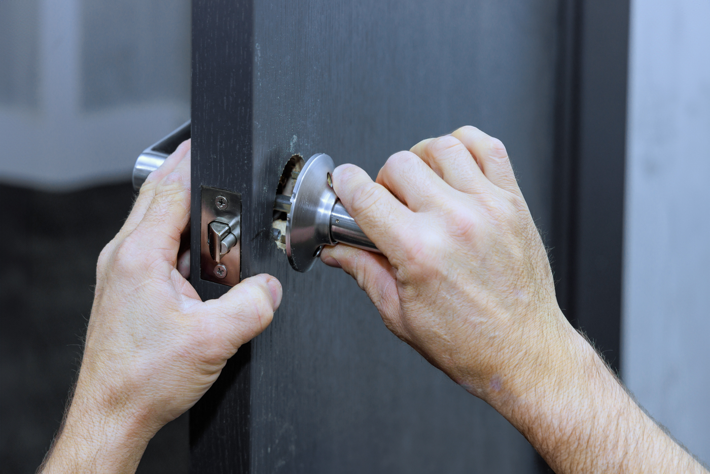 Lock installation on residential door for security grading