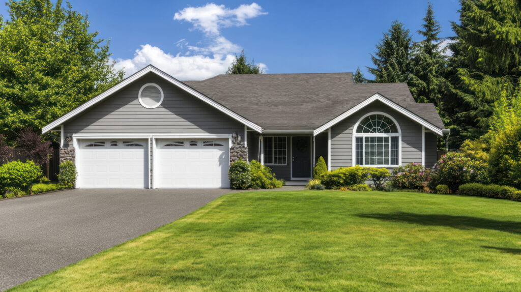 Modern double garage door on Oakville residential home
