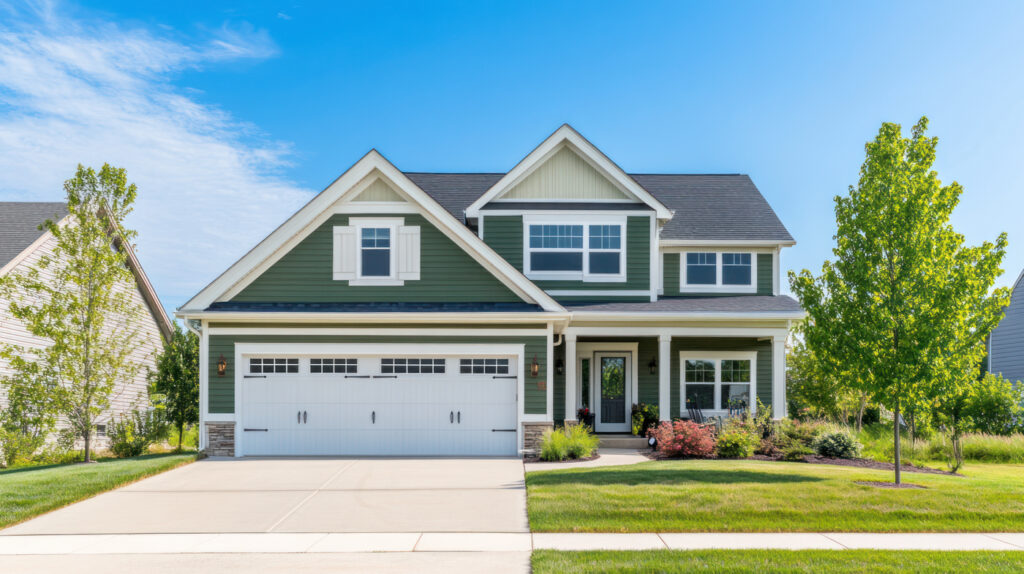 Modern garage door installation on Canadian home driveway