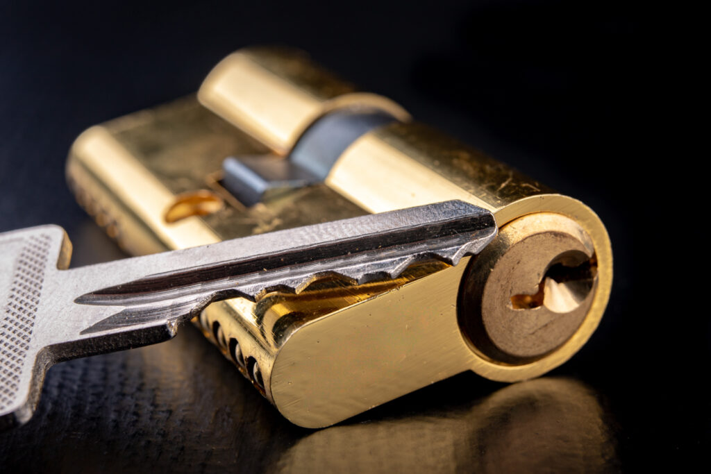 Brass lock cylinder and key for coastal lock maintenance