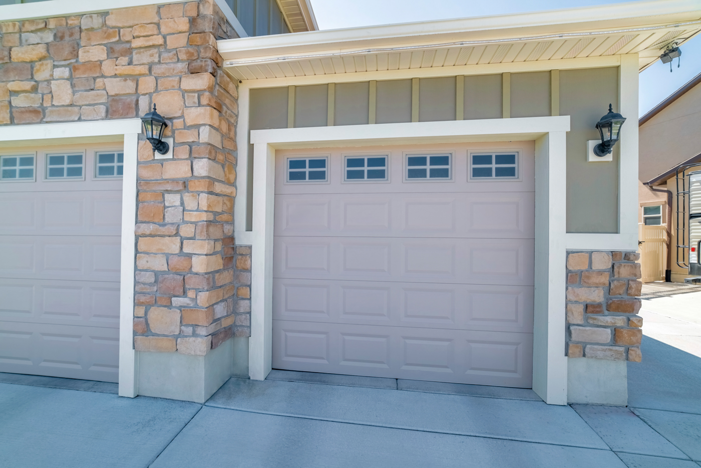 Modern residential garage door installation