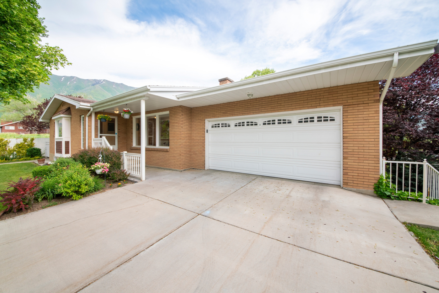 Modern blue garage door installation