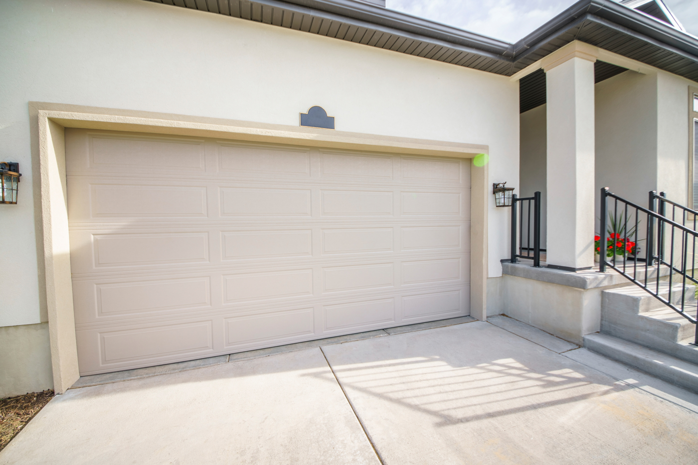 Modern black garage doors on a home