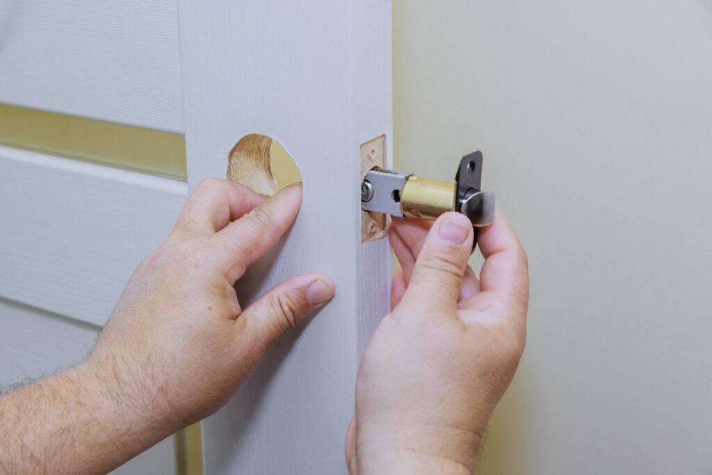 Lock installation on a commercial door